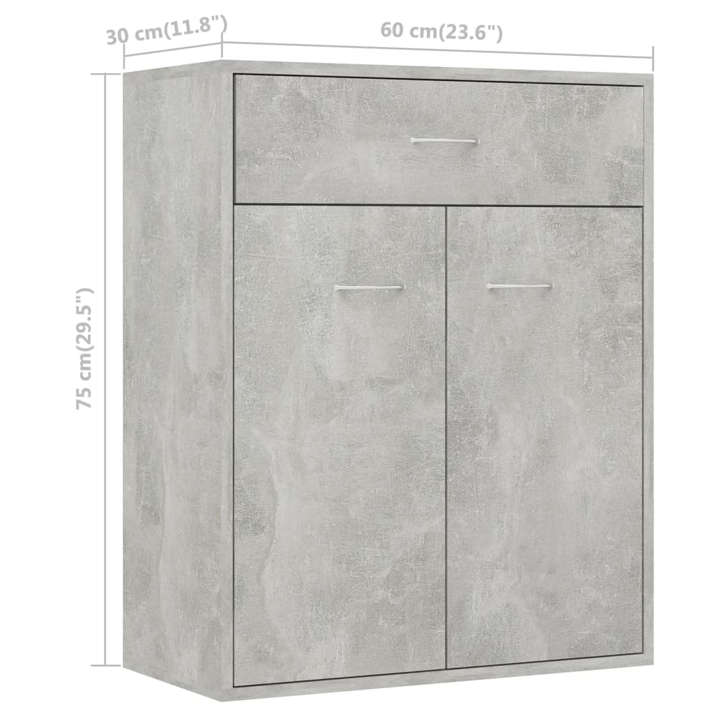 Credenza Grigio Cemento 60x30x75 cm in Truciolato - homemem39