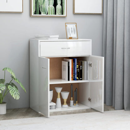 Credenza Bianco Lucido 60x30x75 cm in Truciolato - homemem39