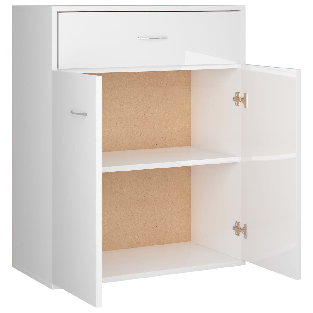 Credenza Bianco Lucido 60x30x75 cm in Truciolato - homemem39