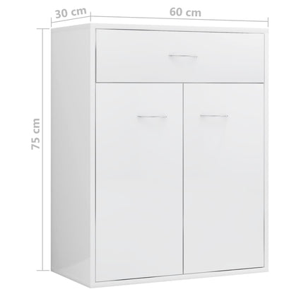 Credenza Bianco Lucido 60x30x75 cm in Truciolato - homemem39