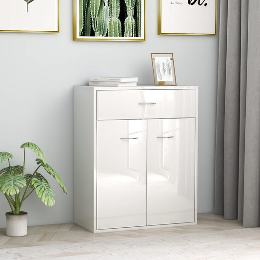 Credenza Bianco Lucido 60x30x75 cm in Truciolato - homemem39