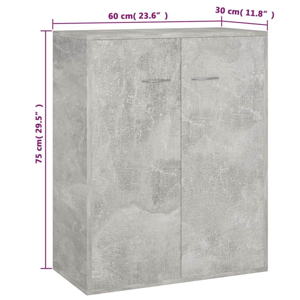 Credenza Grigio Cemento 60x30x75 cm in Legno Multistrato - homemem39