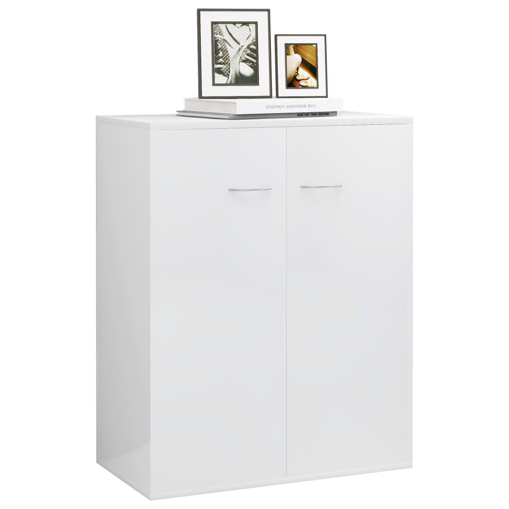 Credenza Bianco Lucido 60x30x75 cm in Legno Multistrato - homemem39