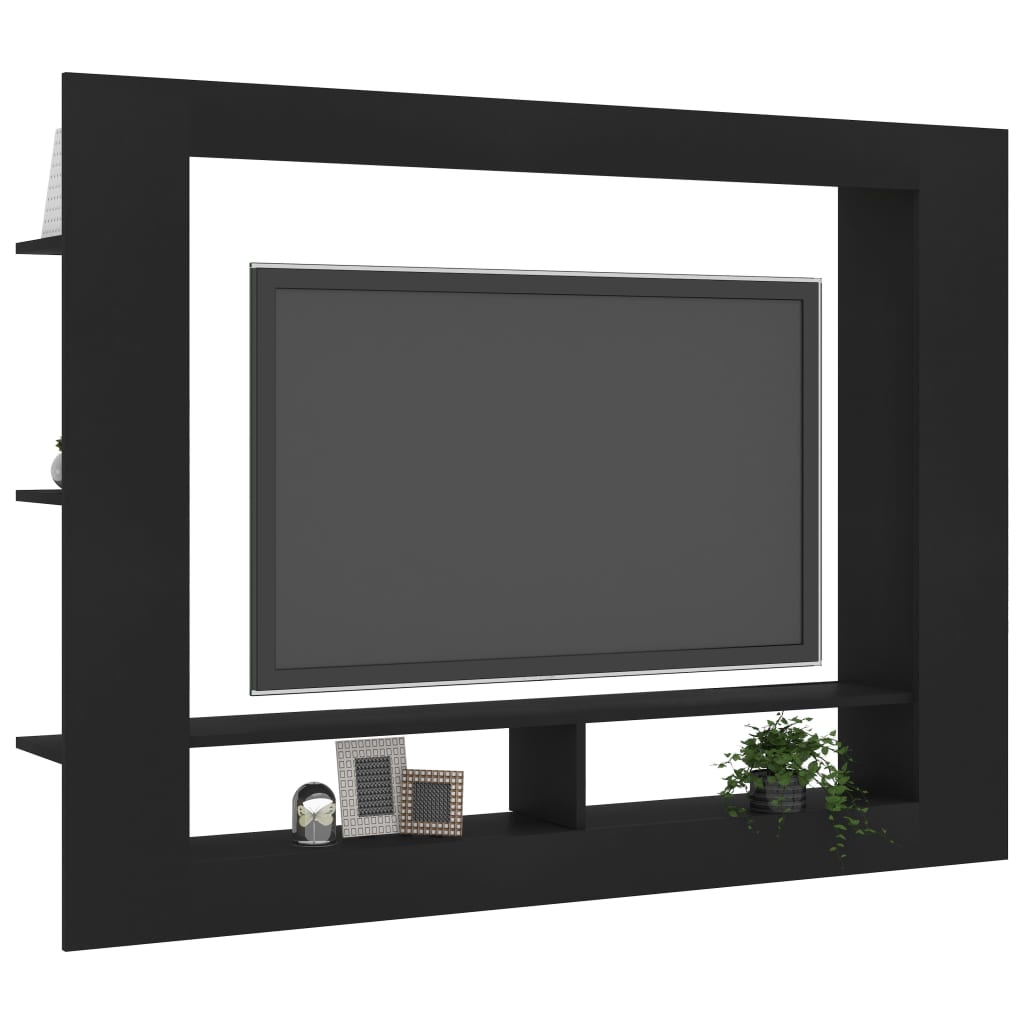 Mobile Porta TV Nero 152x22x113 cm in Legno Multistrato - homemem39