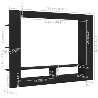 Mobile Porta TV Nero 152x22x113 cm in Legno Multistrato - homemem39