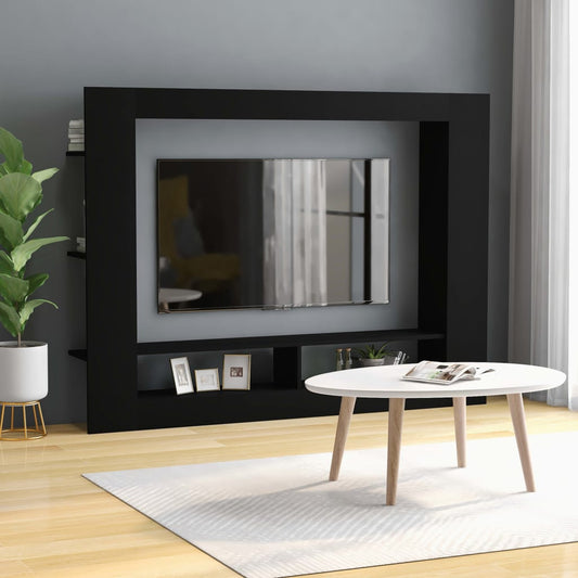 Mobile Porta TV Nero 152x22x113 cm in Legno Multistrato - homemem39