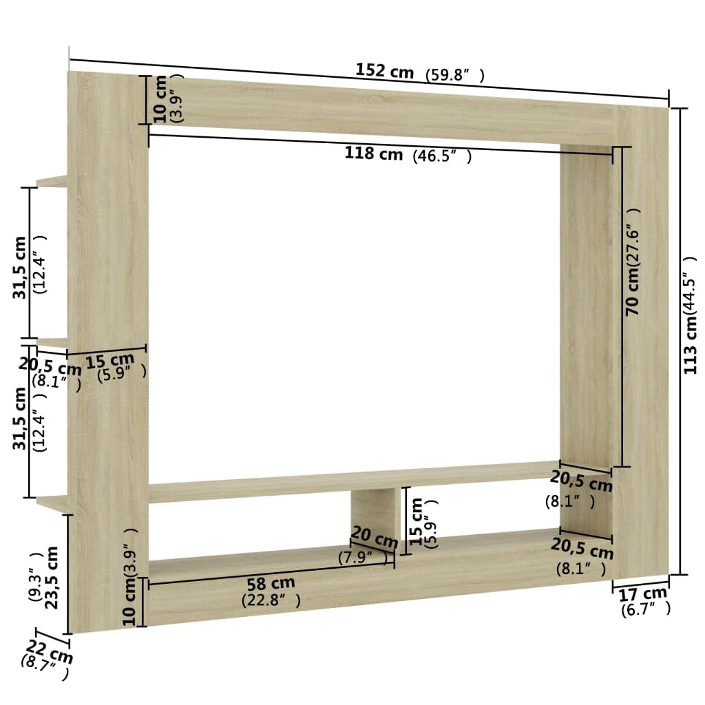 Mobile Porta TV Rovere Sonoma 152x22x113cm in Legno Multistrato - homemem39