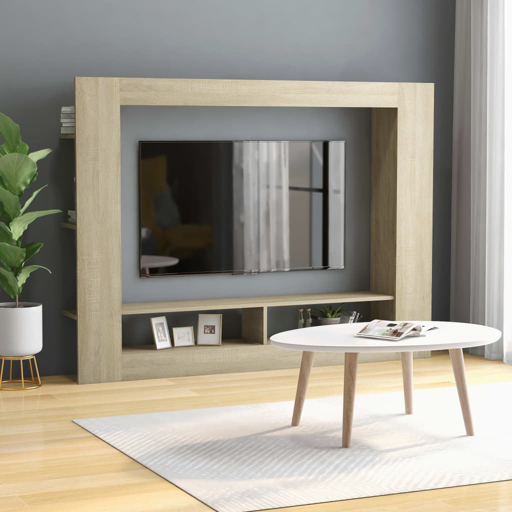 Mobile Porta TV Rovere Sonoma 152x22x113cm in Legno Multistrato - homemem39