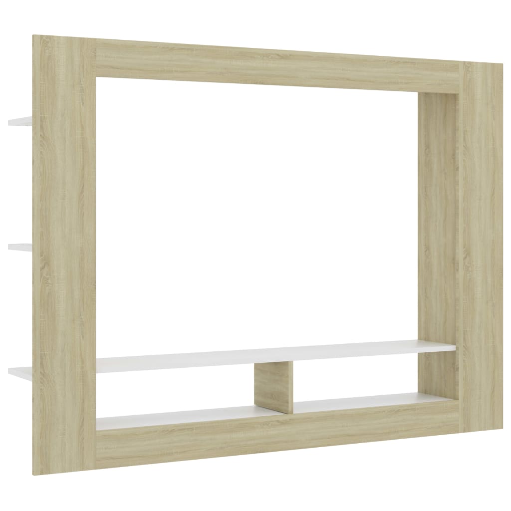 Mobile TV Bianco e Rovere Sonoma 152x22x113cm Legno Multistrato - homemem39