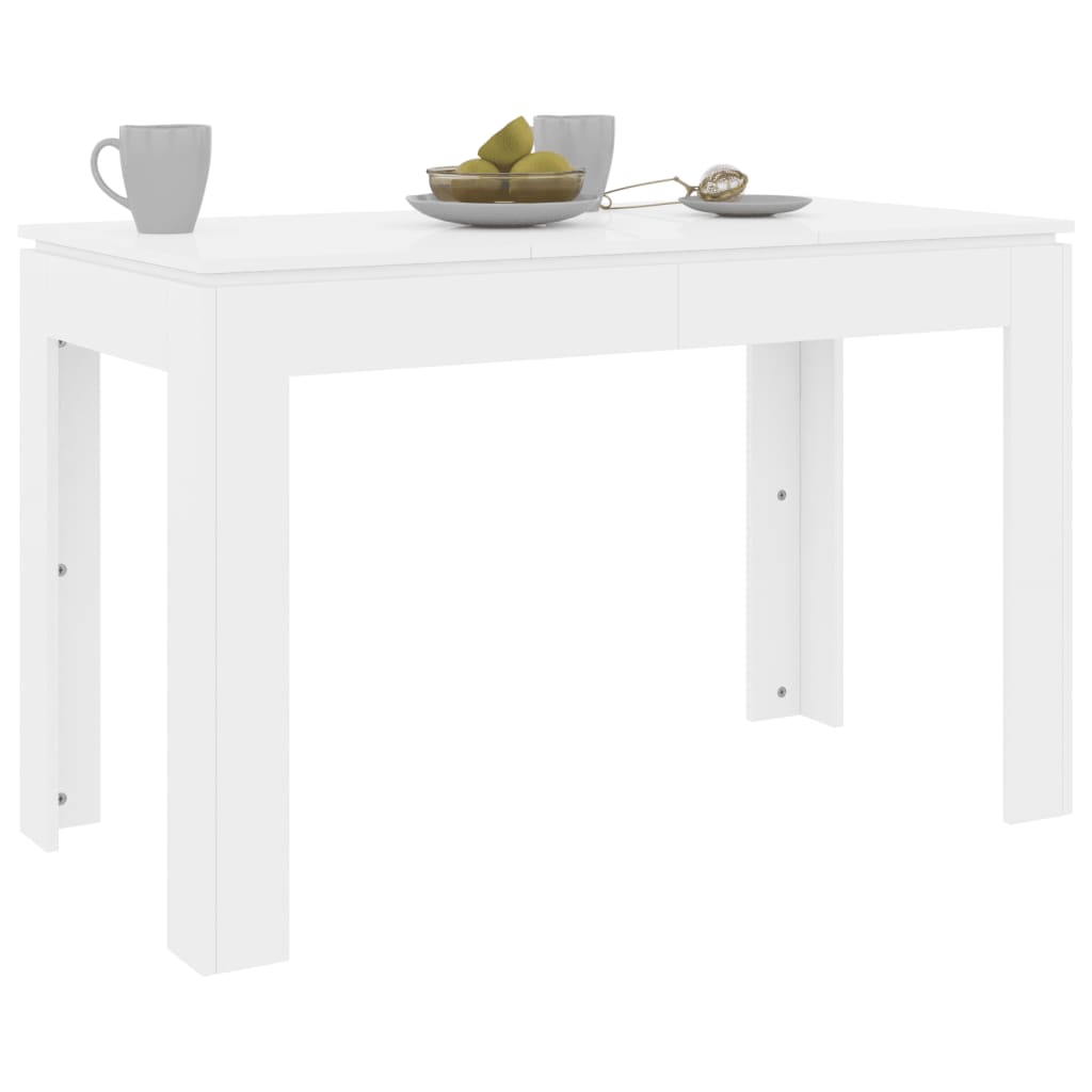 Tavolo da Pranzo Bianco Lucido 120x60x76 cm Legno Multistrato - homemem39