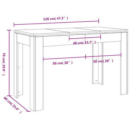 Tavolo da Pranzo Bianco Lucido 120x60x76 cm Legno Multistrato - homemem39