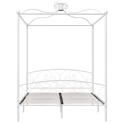 Letto a Baldacchino Bianco in Metallo 180x200 cm - homemem39