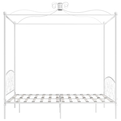 Letto a Baldacchino Bianco in Metallo 180x200 cm - homemem39