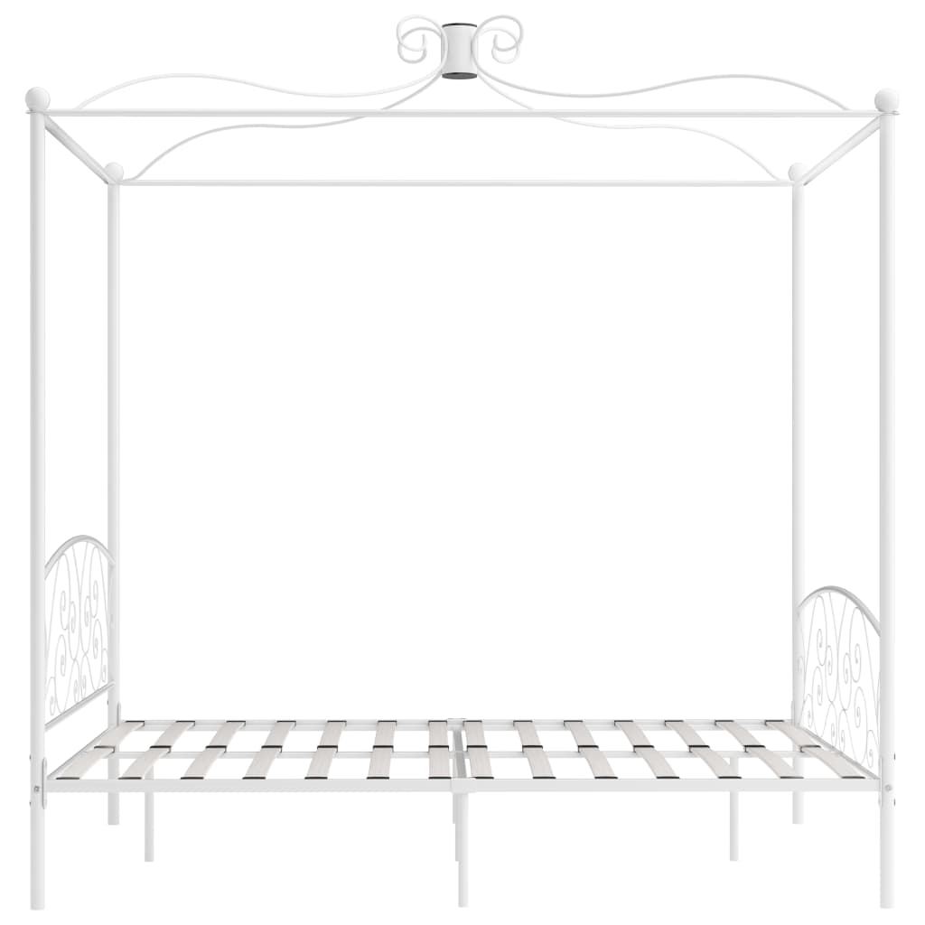 Letto a Baldacchino Bianco in Metallo 180x200 cm - homemem39