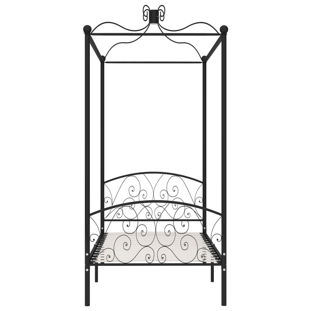 Letto a Baldacchino Nero in Metallo 90x200 cm - homemem39