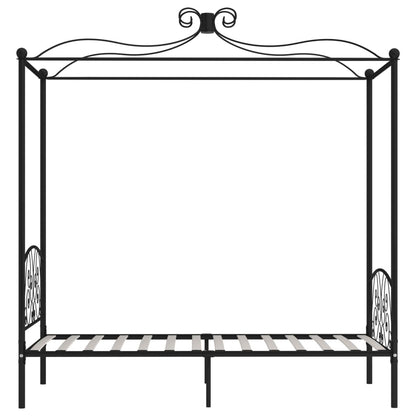 Letto a Baldacchino Nero in Metallo 90x200 cm - homemem39