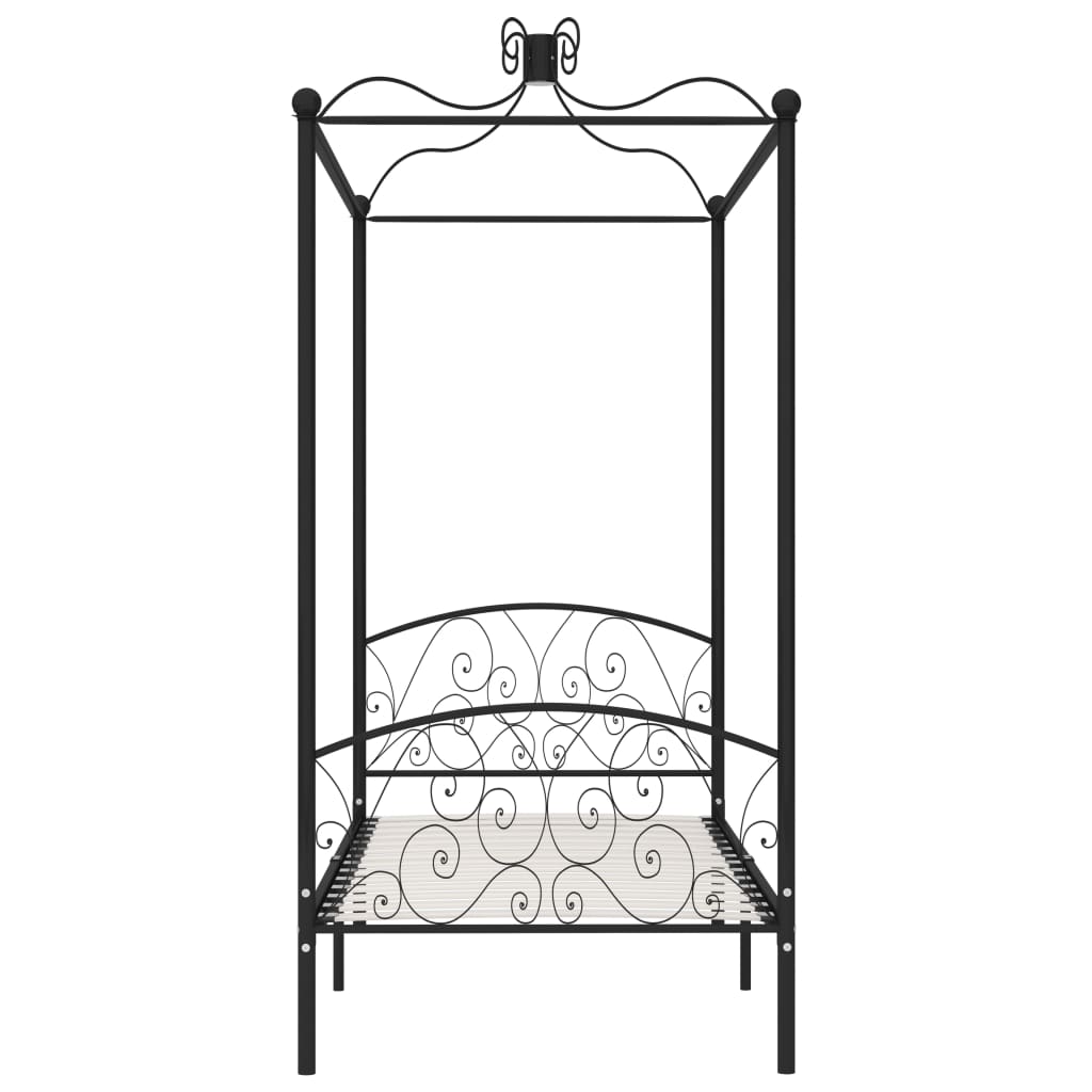 Letto a Baldacchino Nero in Metallo 100x200 cm - homemem39