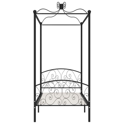 Letto a Baldacchino Nero in Metallo 100x200 cm - homemem39