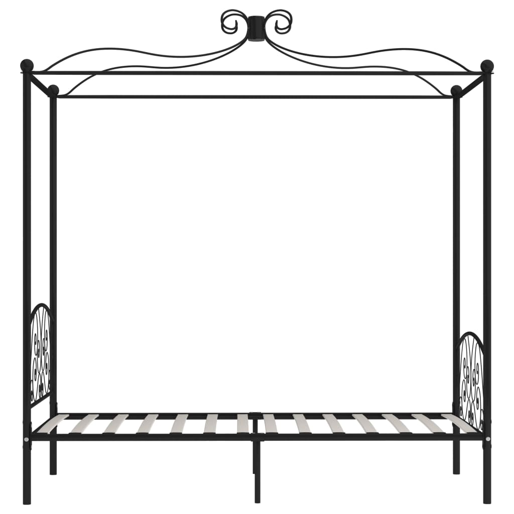 Letto a Baldacchino Nero in Metallo 100x200 cm - homemem39