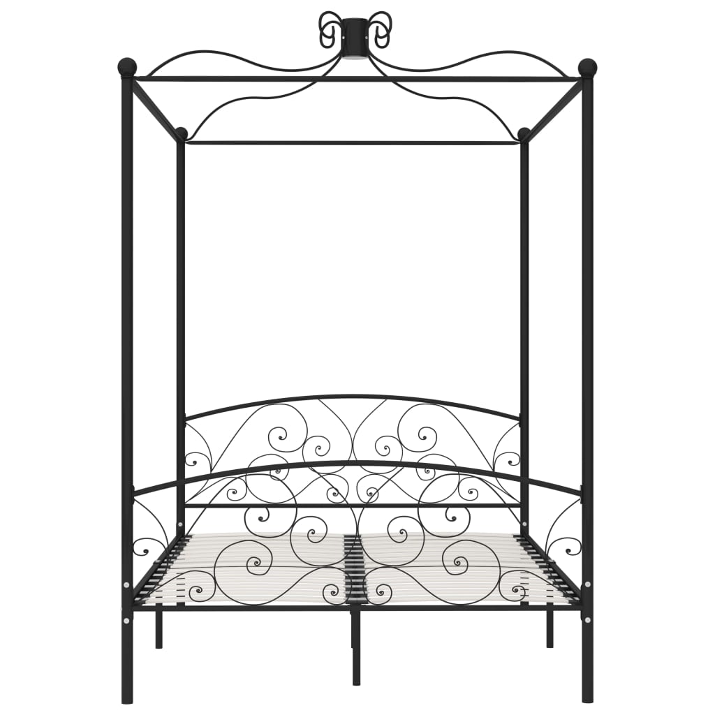 Letto a Baldacchino Nero in Metallo 120x200 cm - homemem39