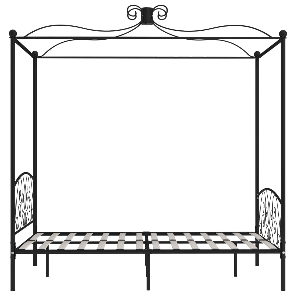 Letto a Baldacchino Nero in Metallo 120x200 cm - homemem39