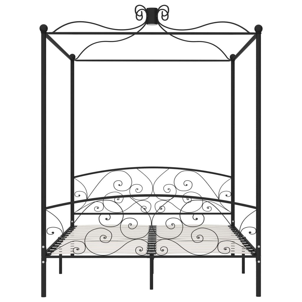 Letto a Baldacchino Nero in Metallo 180x200 cm - homemem39