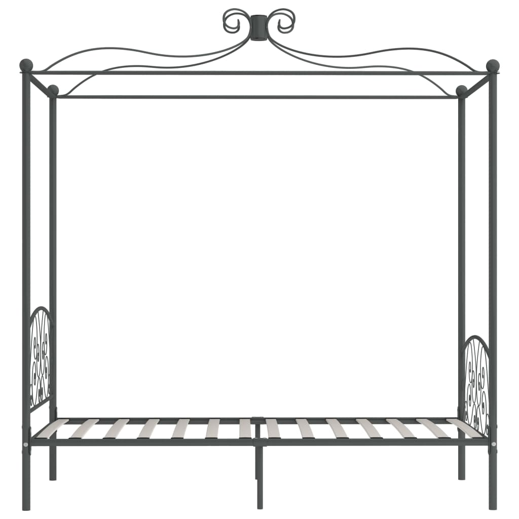 Letto a Baldacchino Grigio in Metallo 90x200 cm - homemem39