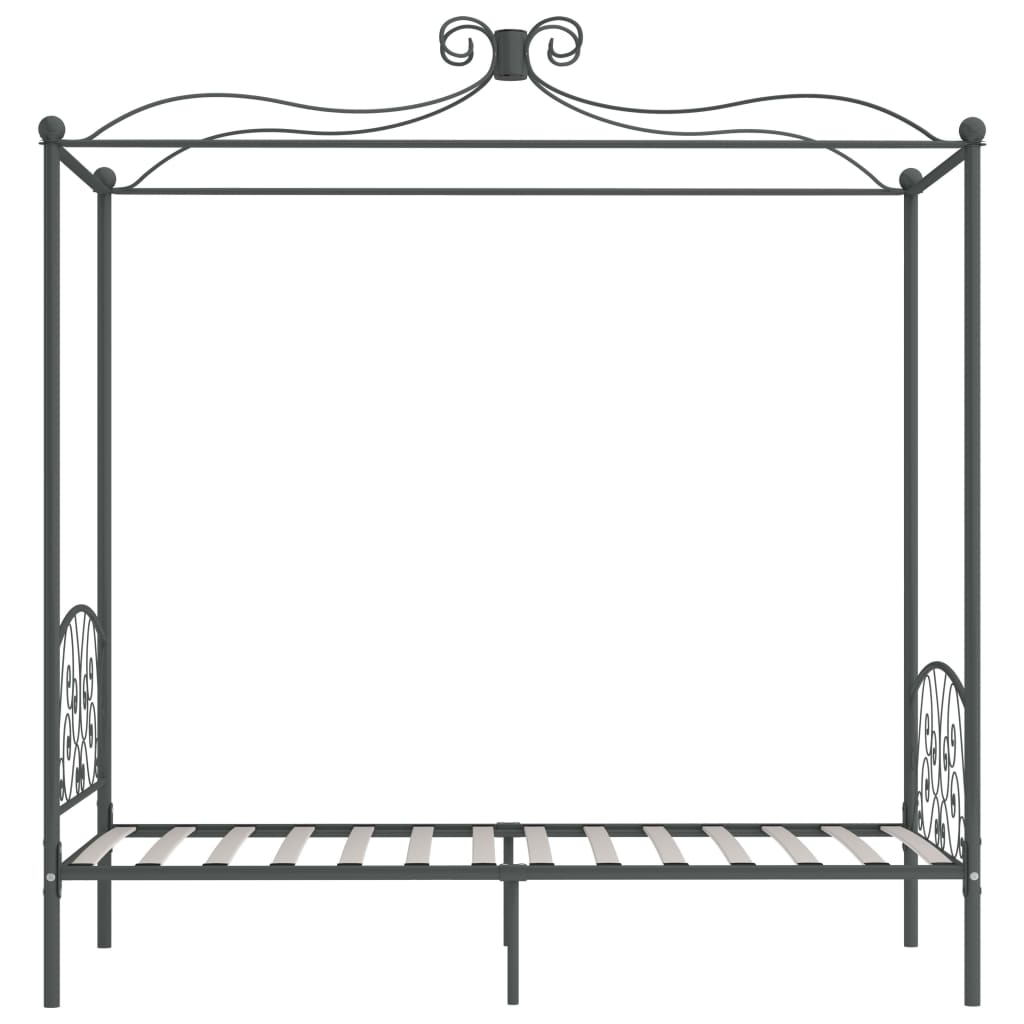 Letto a Baldacchino Grigio in Metallo 100x200 cm - homemem39