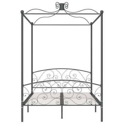 Letto a Baldacchino Grigio in Metallo 140x200 cm - homemem39