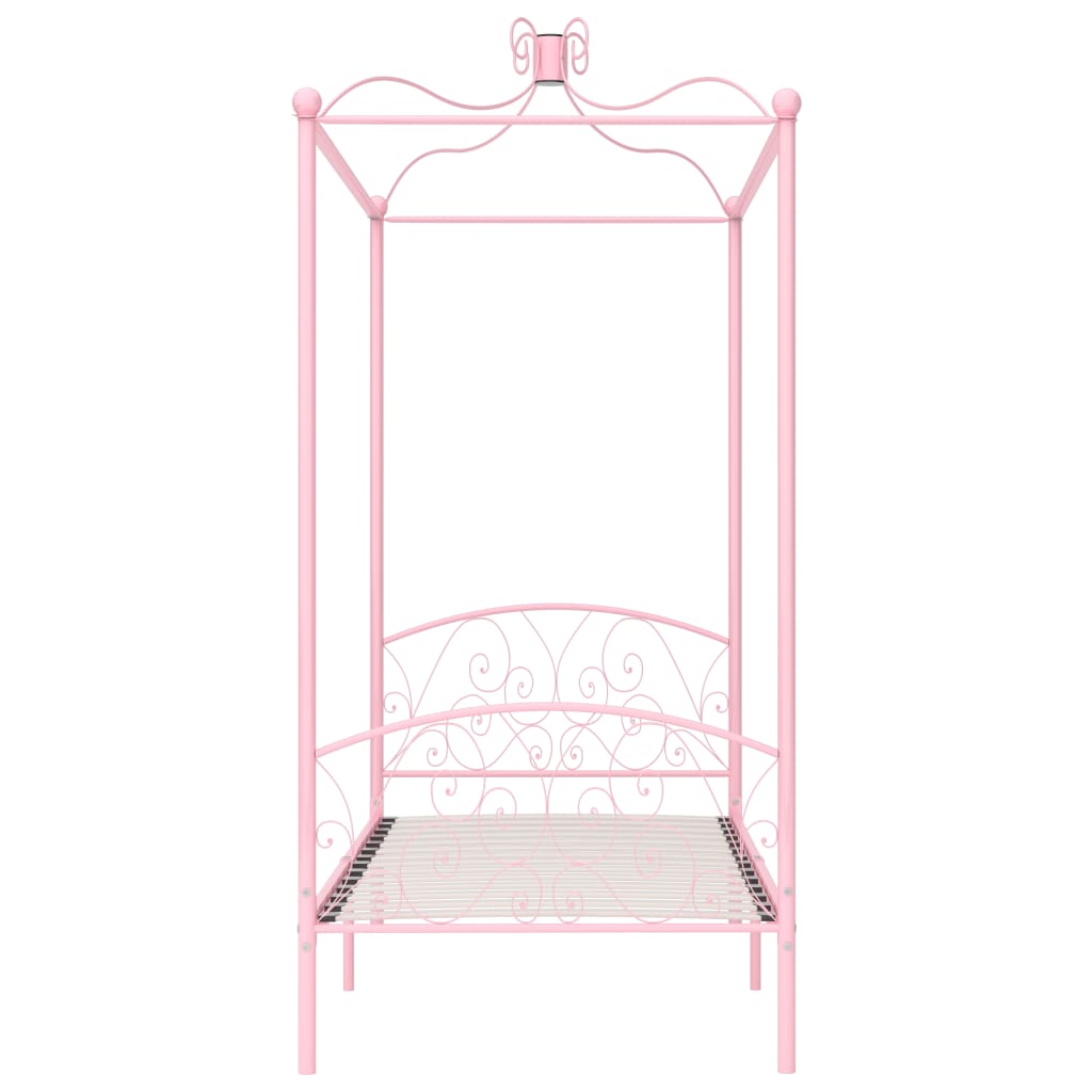 Letto a Baldacchino Rosa in Metallo 100x200 cm - homemem39