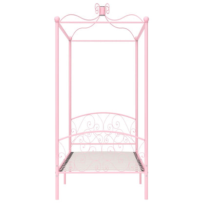 Letto a Baldacchino Rosa in Metallo 100x200 cm - homemem39