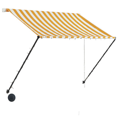 Tenda da Sole Retrattile con LED 150x150 cm Giallo e Bianco - homemem39