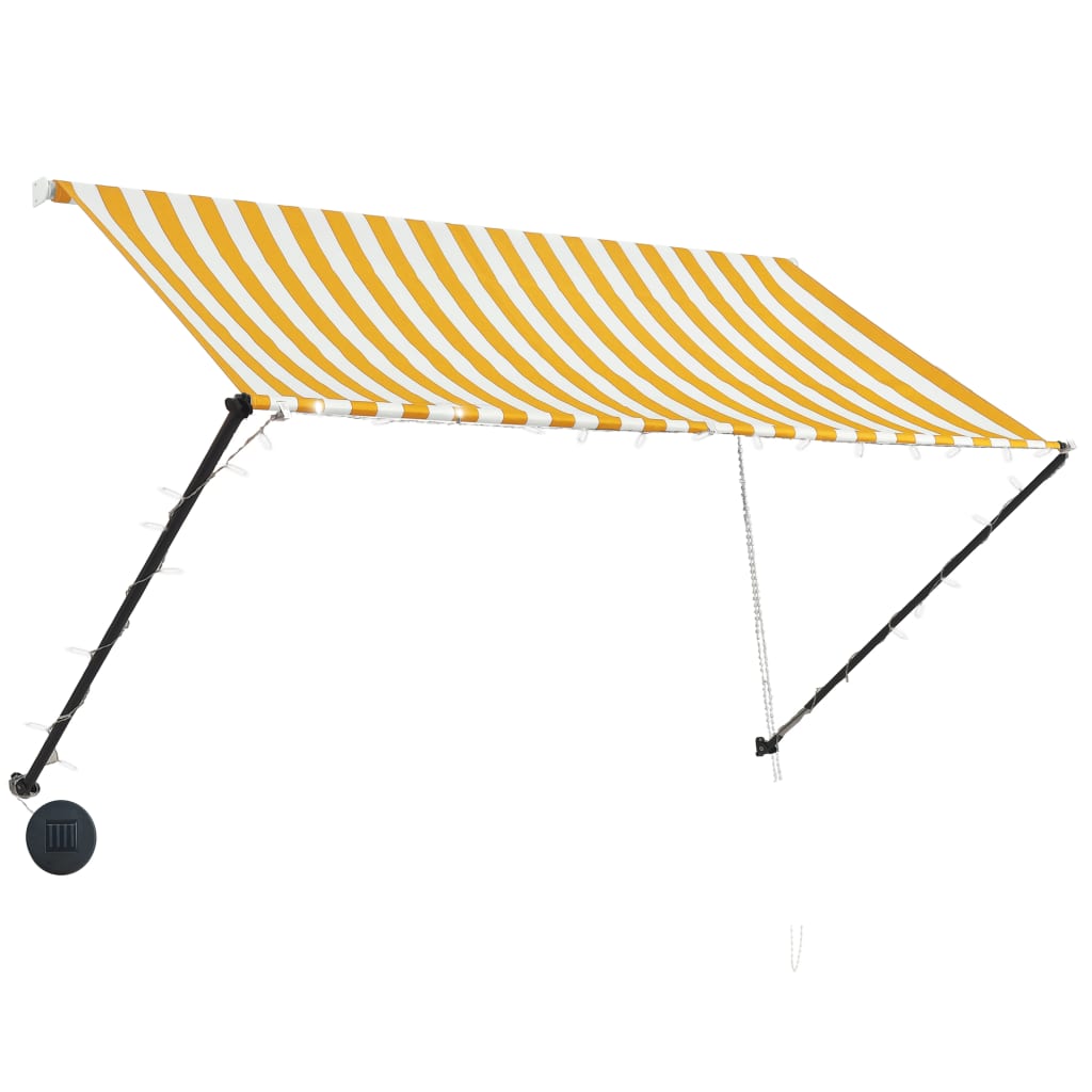 Tenda da Sole Retrattile con LED 250x150 cm Giallo e Bianco - homemem39