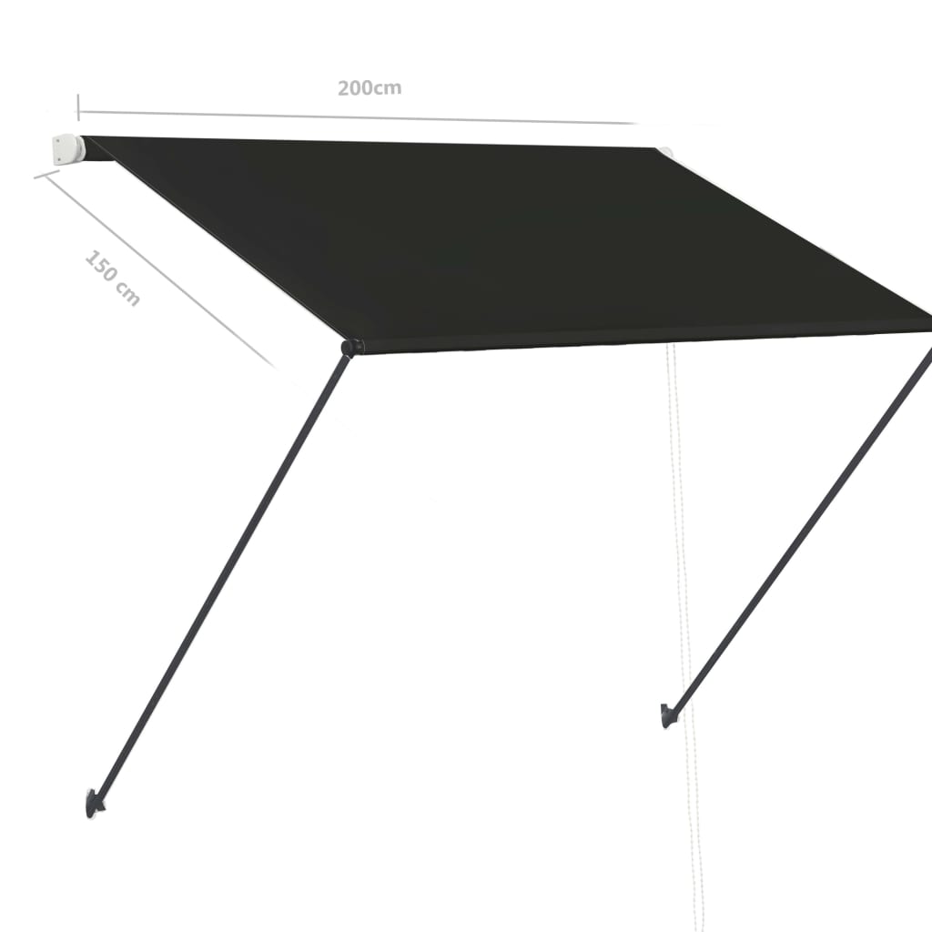 Tenda da Sole Retrattile con LED 200x150 cm Antracite - homemem39