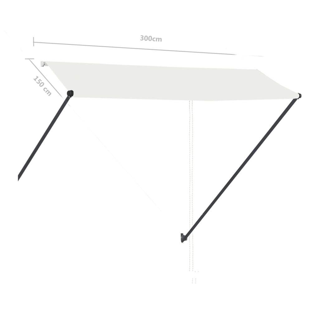 Tenda da Sole Retrattile con LED 300x150 cm Crema - homemem39