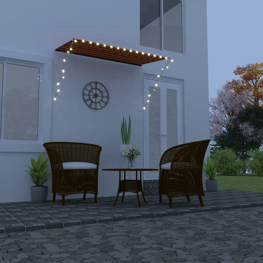 Tenda da Sole Retrattile con LED 250x150 cm Arancione e Marrone - homemem39