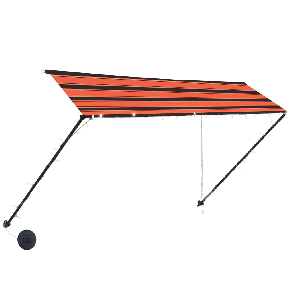 Tenda da Sole Retrattile con LED 300x150 cm Arancione e Marrone - homemem39