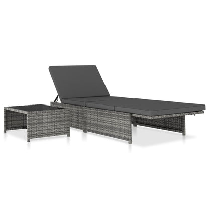 Lettini Prendisole 2 pz con Tavolo in Polyrattan Grigio - homemem39