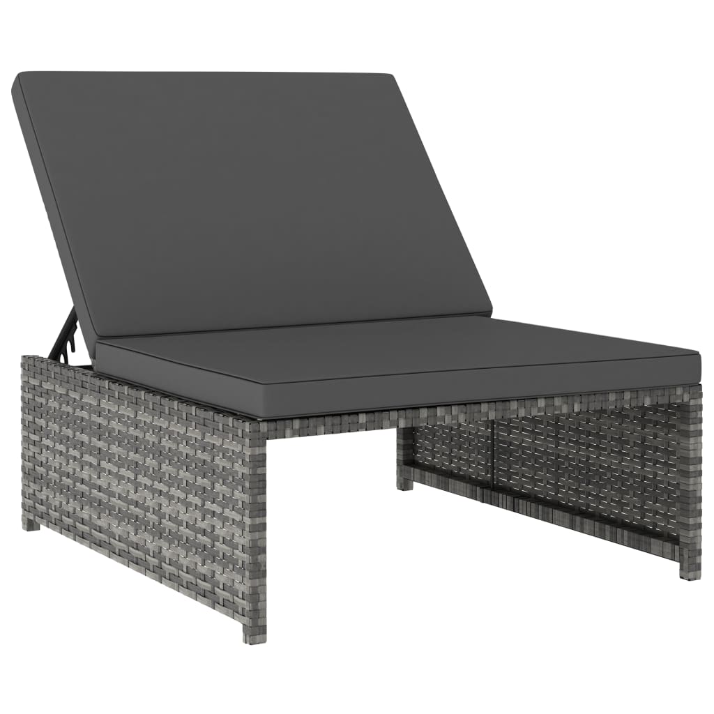 Lettini Prendisole 2 pz con Tavolo in Polyrattan Grigio - homemem39