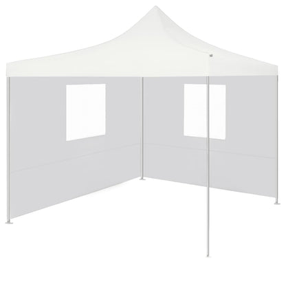 Gazebo Pieghevole Professionale 2 Pareti 3x3m Acciaio Bianco - homemem39