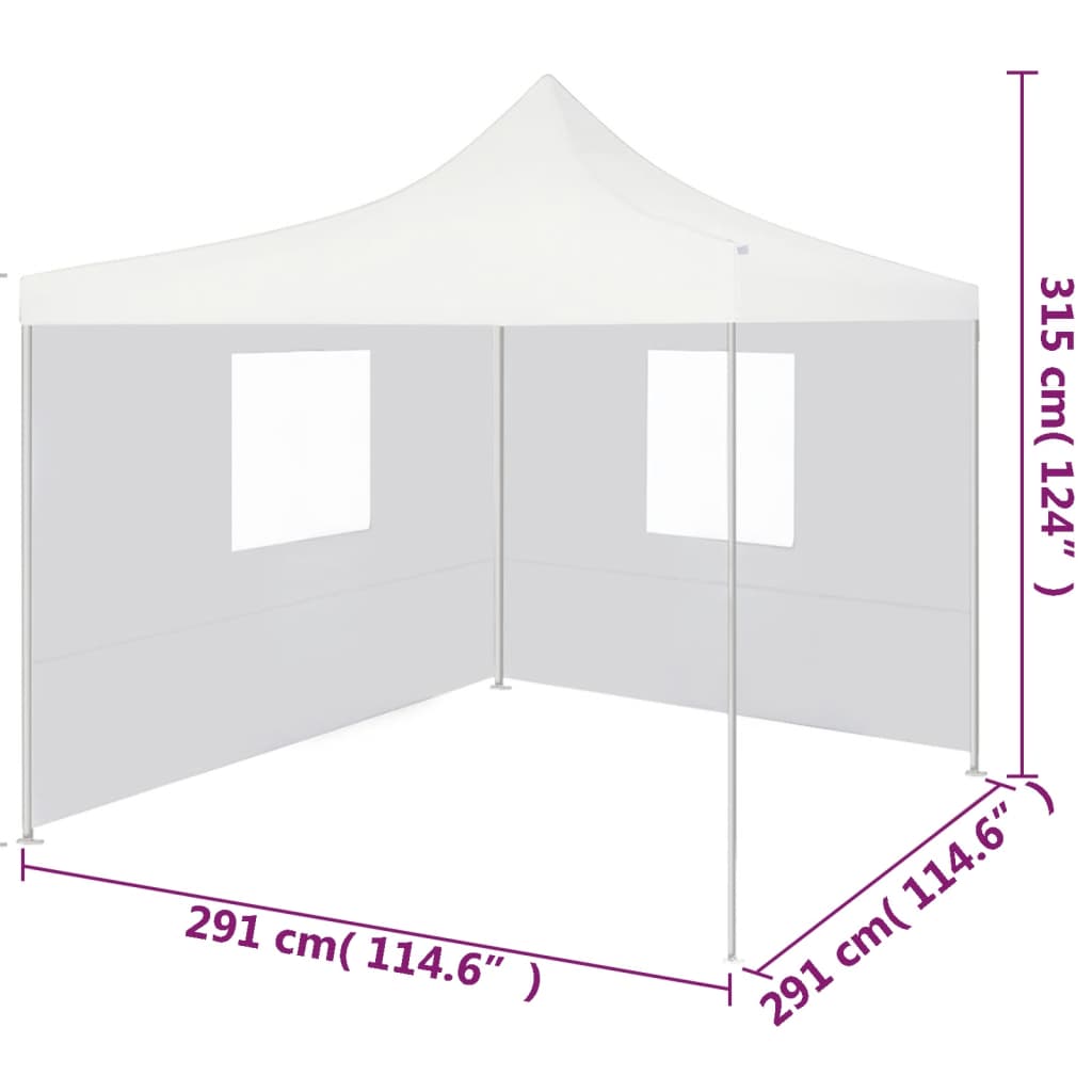 Gazebo Pieghevole Professionale 2 Pareti 3x3m Acciaio Bianco - homemem39