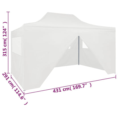 Tendone per Feste Pieghevole con 4 Pareti 3x4,5 m Bianco - homemem39