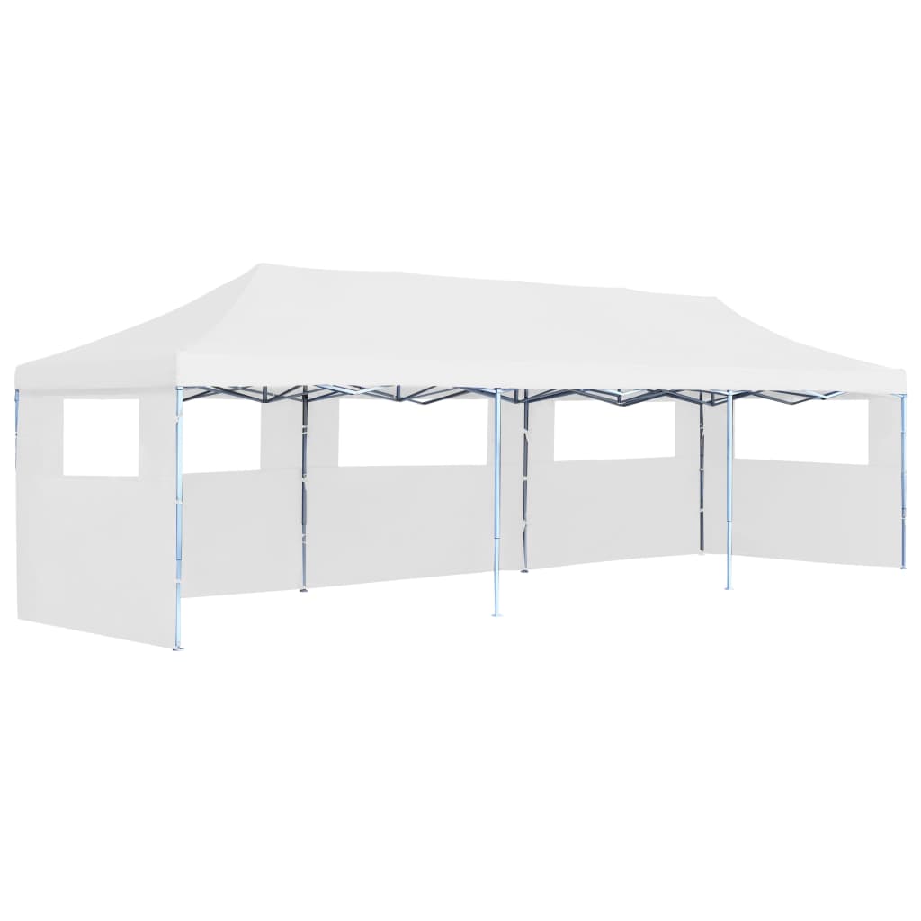 Tenda Pieghevole Pop-Up con 5 Pareti Laterali 3x9 m Bianca - homemem39