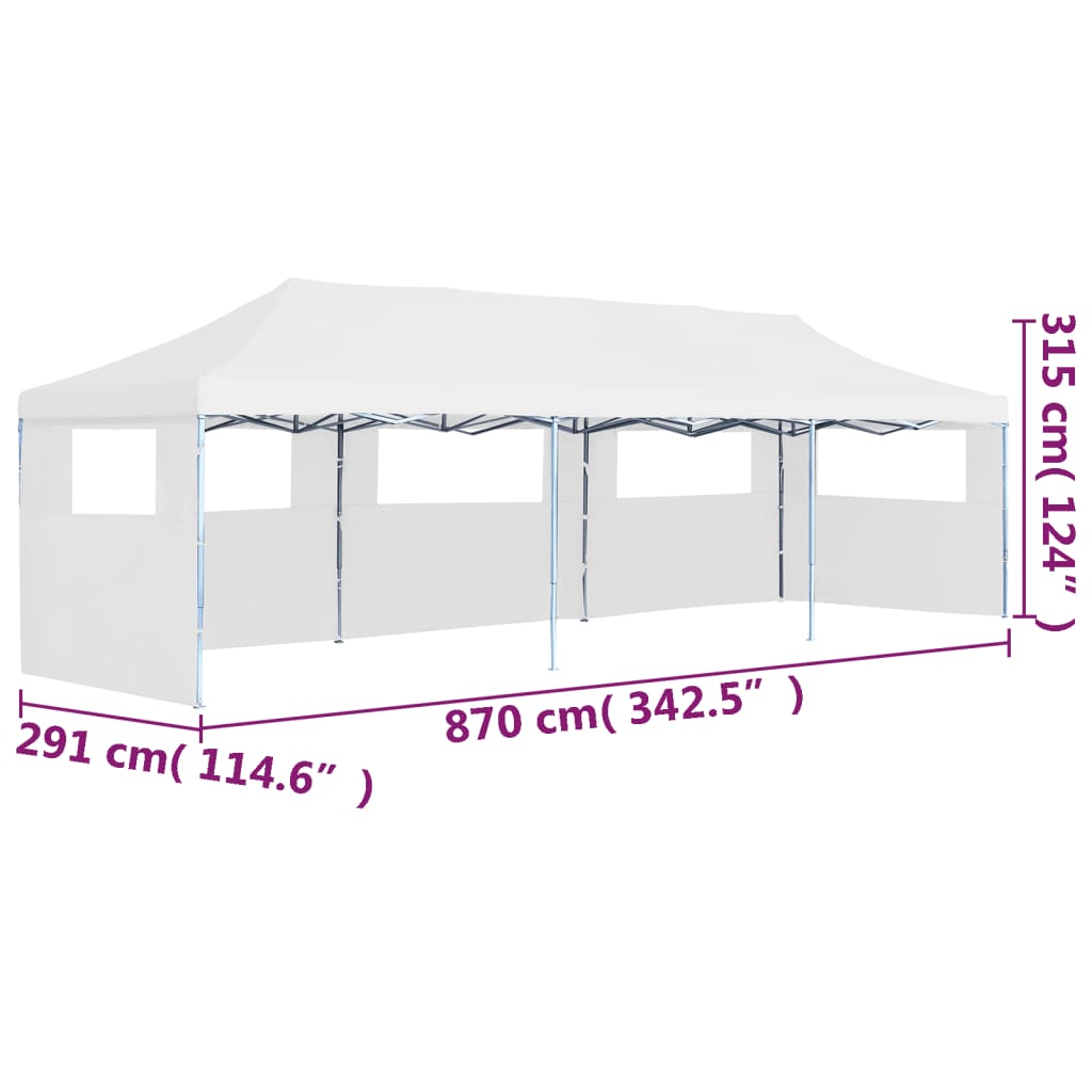 Tenda Pieghevole Pop-Up con 5 Pareti Laterali 3x9 m Bianca - homemem39