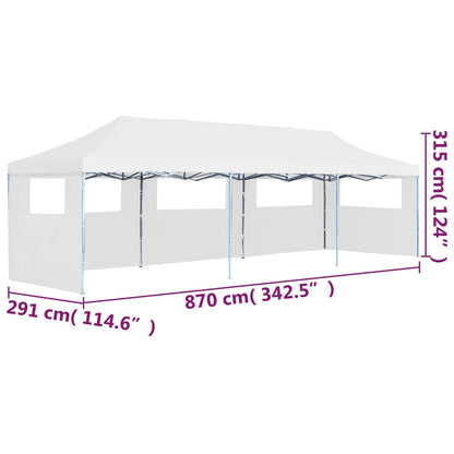 Tenda Pieghevole Pop-Up con 5 Pareti Laterali 3x9 m Bianca - homemem39