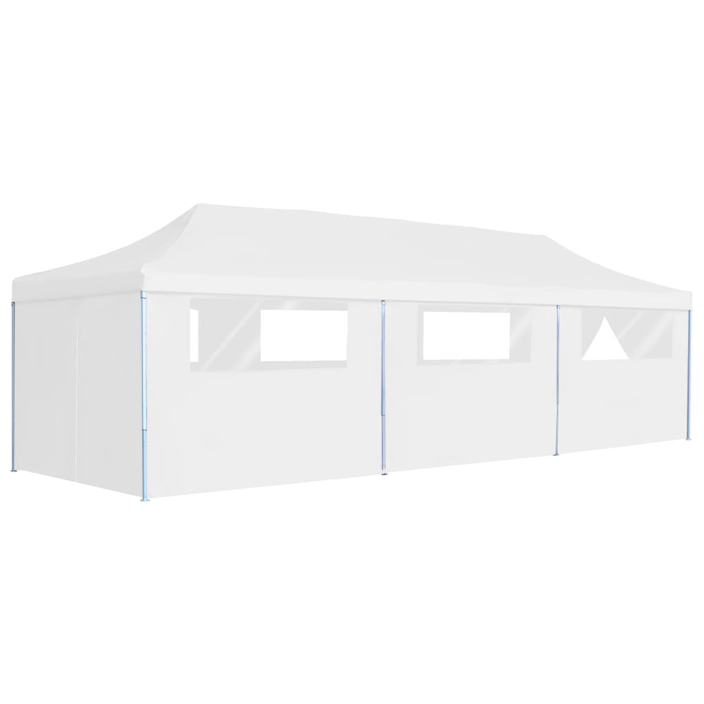 Tenda Pieghevole Pop-Up con 8 Pareti Laterali 3x9 m Bianca - homemem39