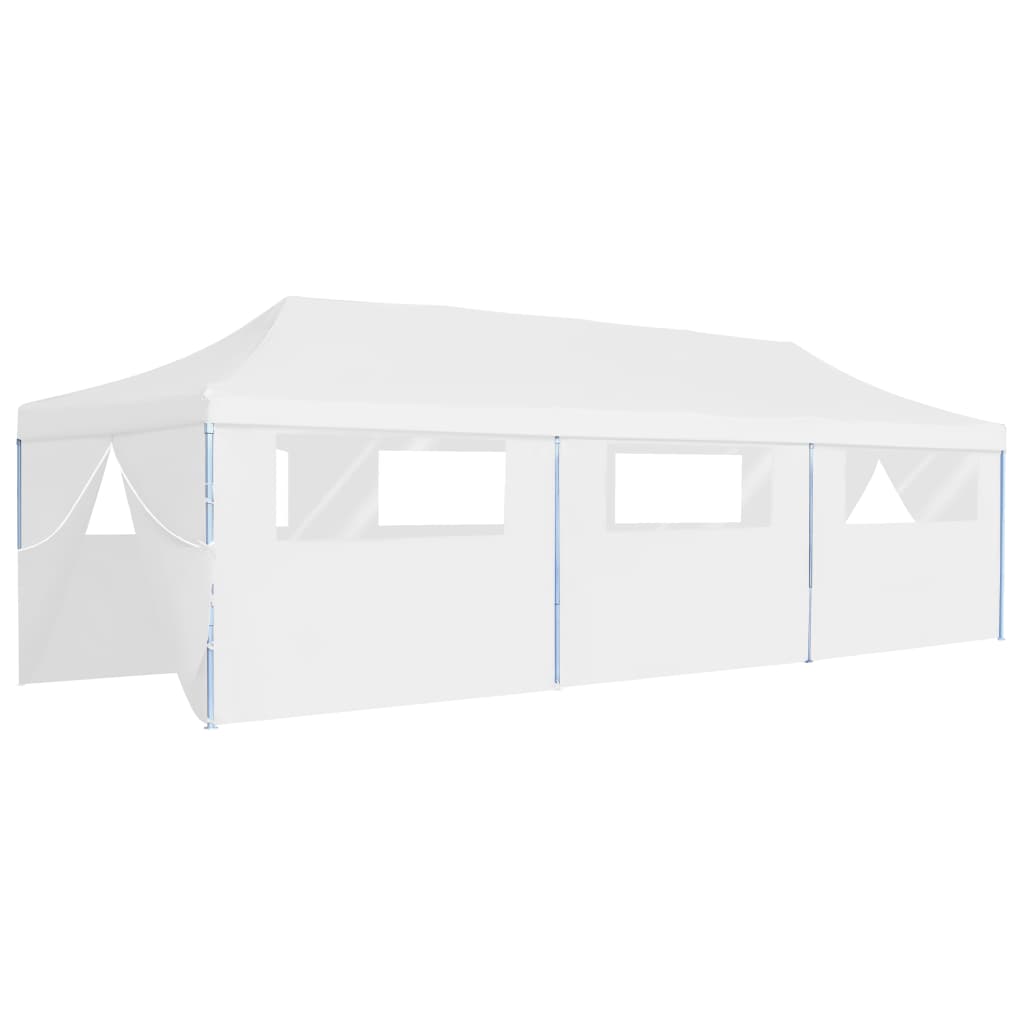 Tenda Pieghevole Pop-Up con 8 Pareti Laterali 3x9 m Bianca - homemem39