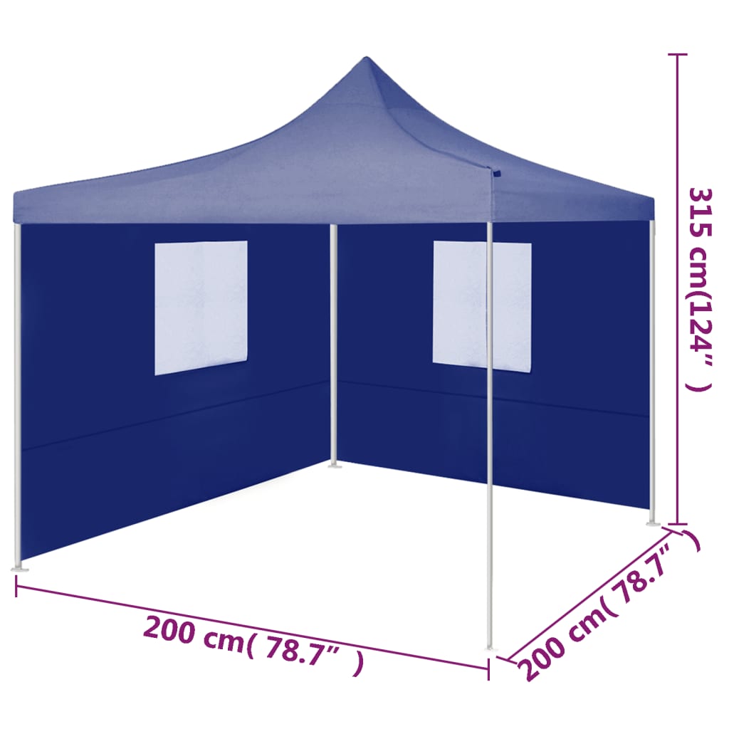 Gazebo Pieghevole Professionale 2 Pareti 2x2m Acciaio Blu - homemem39