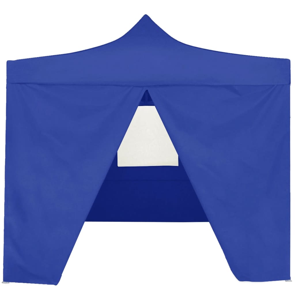 Gazebo Pieghevole Professionale 4 Pareti 2x2m Acciaio Blu - homemem39