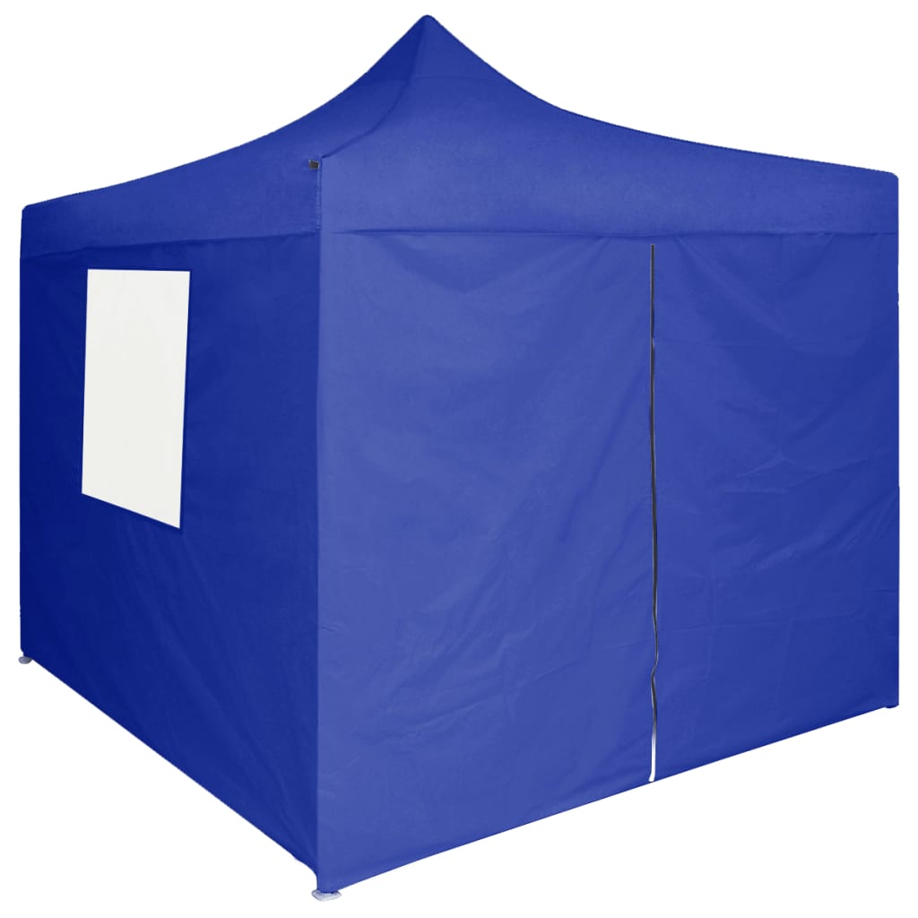 Gazebo Pieghevole Professionale 4 Pareti 2x2m Acciaio Blu - homemem39